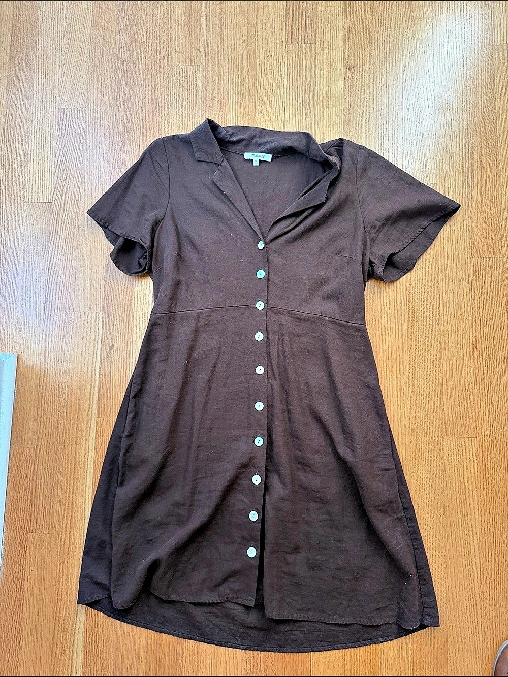 Madewell Button Front Mini Dress in Brown Size 10